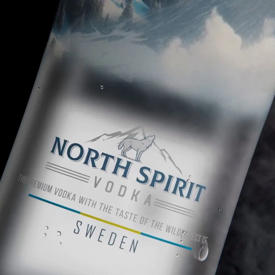 The neck label: vodka with the taste of the wild, Sweden