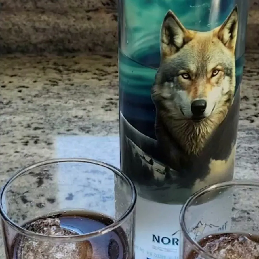 A bottle on the table with the long serves